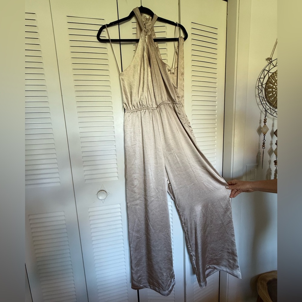 Skies Are Blue Cream Halter Jumpsuit